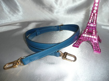 BANDOULIERE LOUIS VUITTON CUIR BLEU POUR SPEEDY OU ALMA